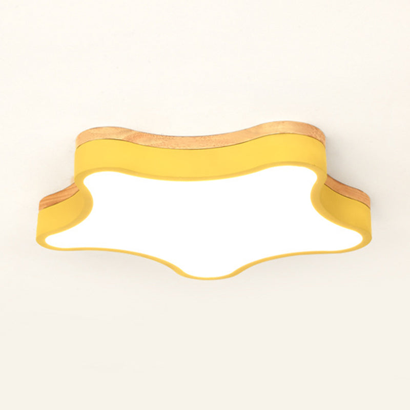 Nordic Macaron Schlafzimmer Deckenleuchte Sternform Gummi Holz Acryl Lampenschirm Kinderzimmer