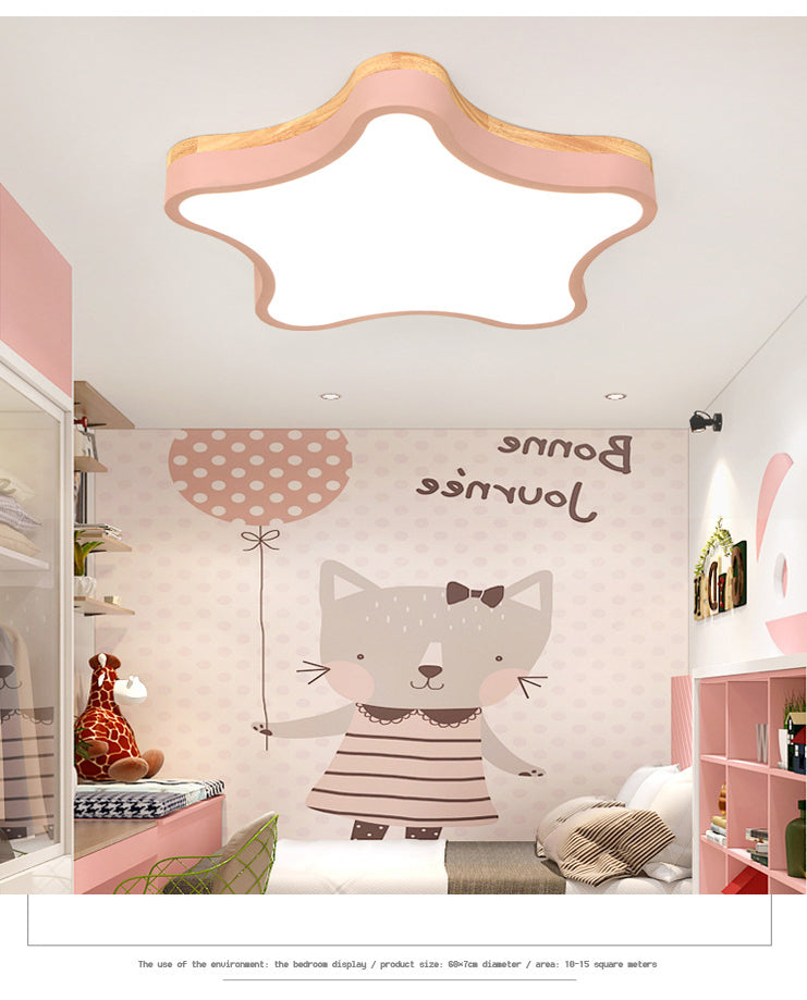 Nordic Macaron Schlafzimmer Deckenleuchte Sternform Gummi Holz Acryl Lampenschirm Kinderzimmer