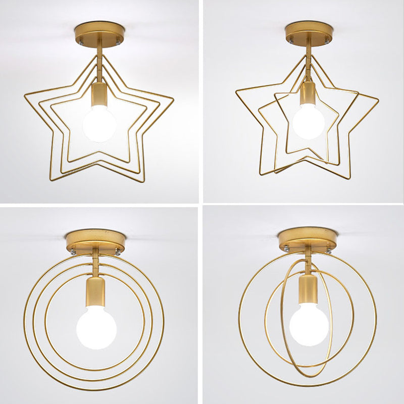 Modern Semi Flush Mount Lighting 1 Light Metal Semi Flush