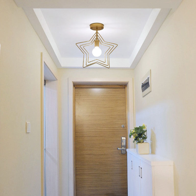 Modern Semi Flush Mount Lighting 1 Light Metal Semi Flush