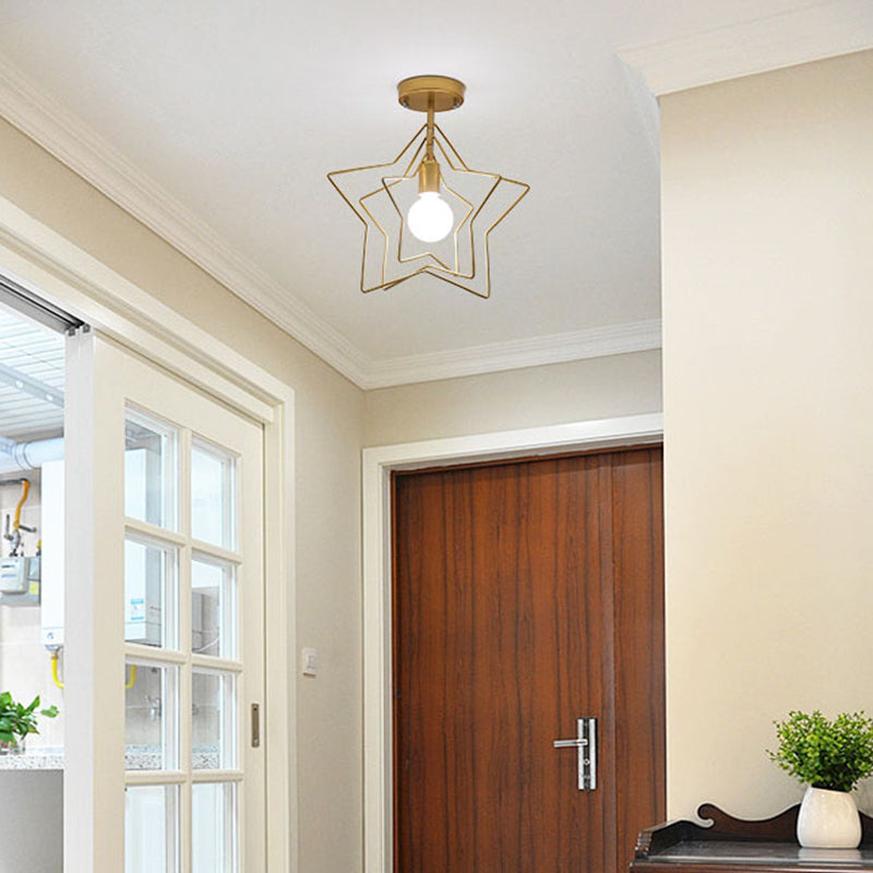 Modern Semi Flush Mount Lighting 1 Light Metal Semi Flush