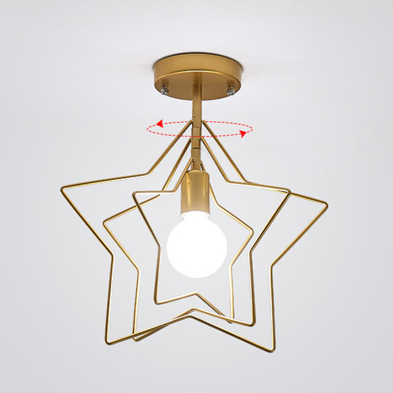 Modern Semi Flush Mount Lighting 1 Light Metal Semi Flush