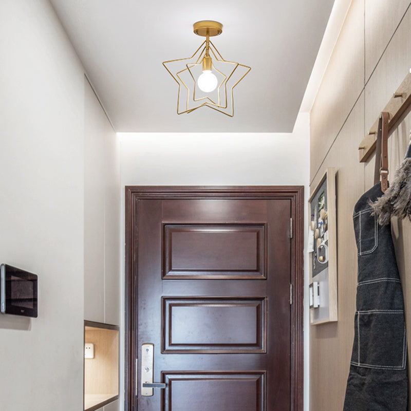 Modern Semi Flush Mount Lighting 1 Light Metal Semi Flush