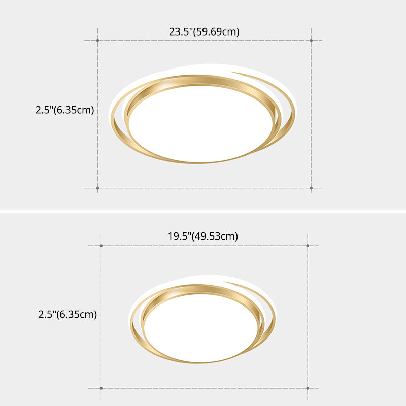 Luz LED circular dorada de montaje empotrado, montaje empotrado de techo de metal minimalista moderno para sala de estar