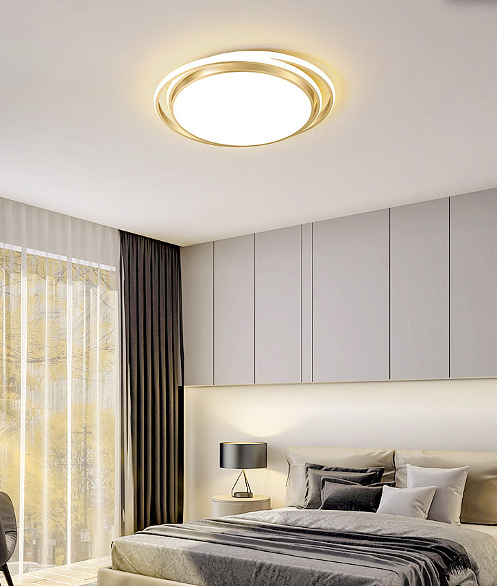 Gold Circular LED Flush Mount Light Modern Minimalist Metal Living Room Ceiling Flush Mount