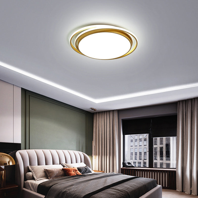 Modern Minimalist Metal Flush Mount Ceiling Lamp Gold Circular Shape LED Flush Mount Lighting for Bedroom