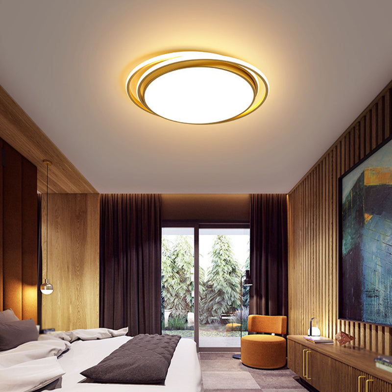 Modern Minimalist Metal Flush Mount Ceiling Lamp Gold Circular Shape LED Flush Mount Lighting for Bedroom