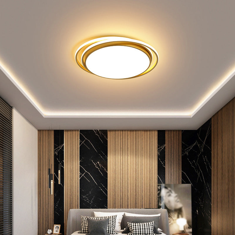 Modern Minimalist Metal Flush Mount Ceiling Lamp Gold Circular Shape LED Flush Mount Lighting for Bedroom