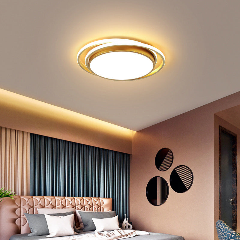 Modern Minimalist Metal Flush Mount Ceiling Lamp Gold Circular Shape LED Flush Mount Lighting for Bedroom