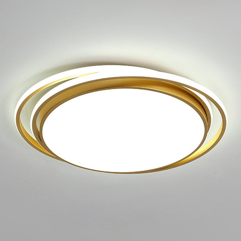Modern Minimalist Metal Flush Mount Ceiling Lamp Gold Circular Shape LED Flush Mount Lighting for Bedroom