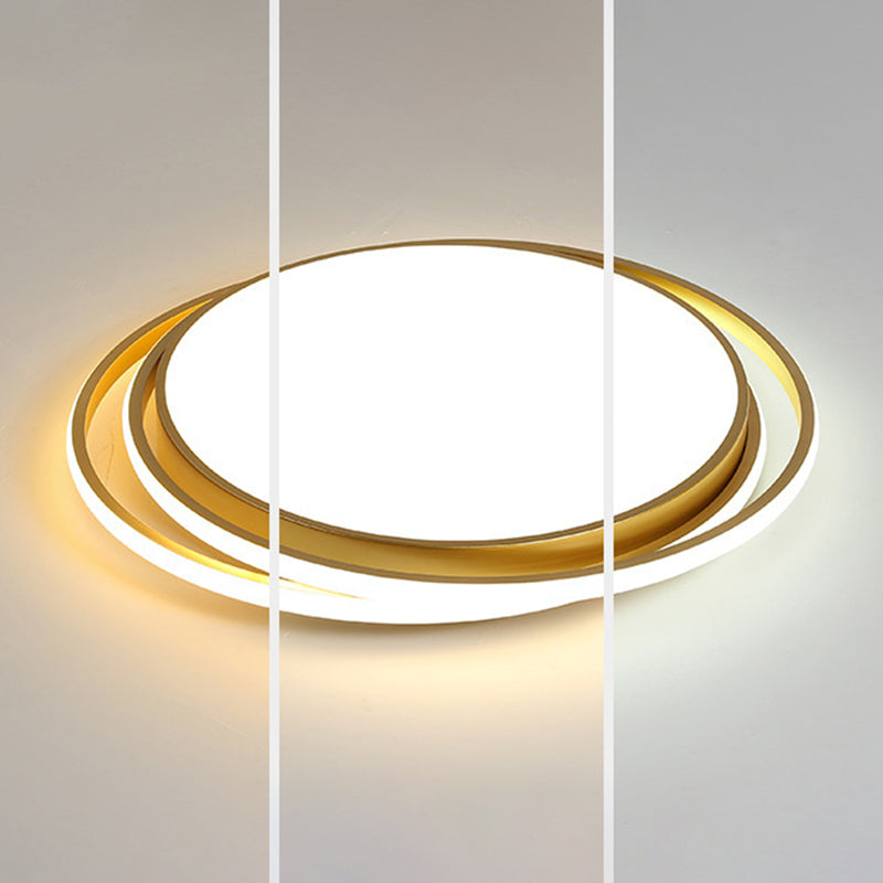Modern Minimalist Metal Flush Mount Ceiling Lamp Gold Circular Shape LED Flush Mount Lighting for Bedroom