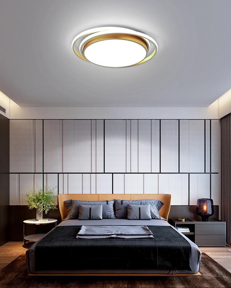 Modern Minimalist Metal Flush Mount Ceiling Lamp Gold Circular Shape LED Flush Mount Lighting for Bedroom