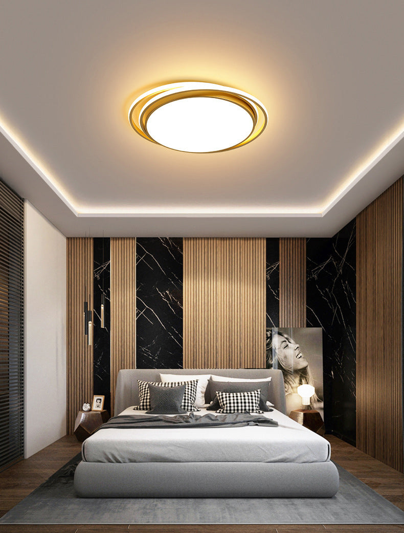 Modern Minimalist Metal Flush Mount Ceiling Lamp Gold Circular Shape LED Flush Mount Lighting for Bedroom