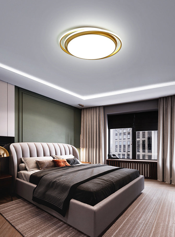 Modern Minimalist Metal Flush Mount Ceiling Lamp Gold Circular Shape LED Flush Mount Lighting for Bedroom