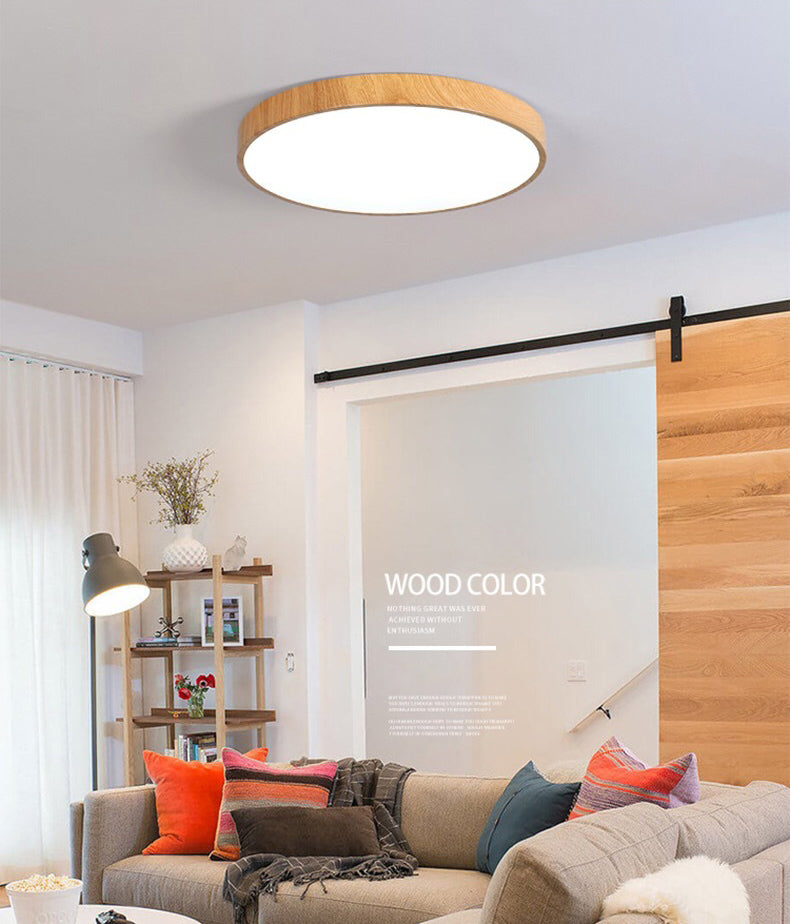 Lámpara empotrada de madera circular moderna con montaje empotrado