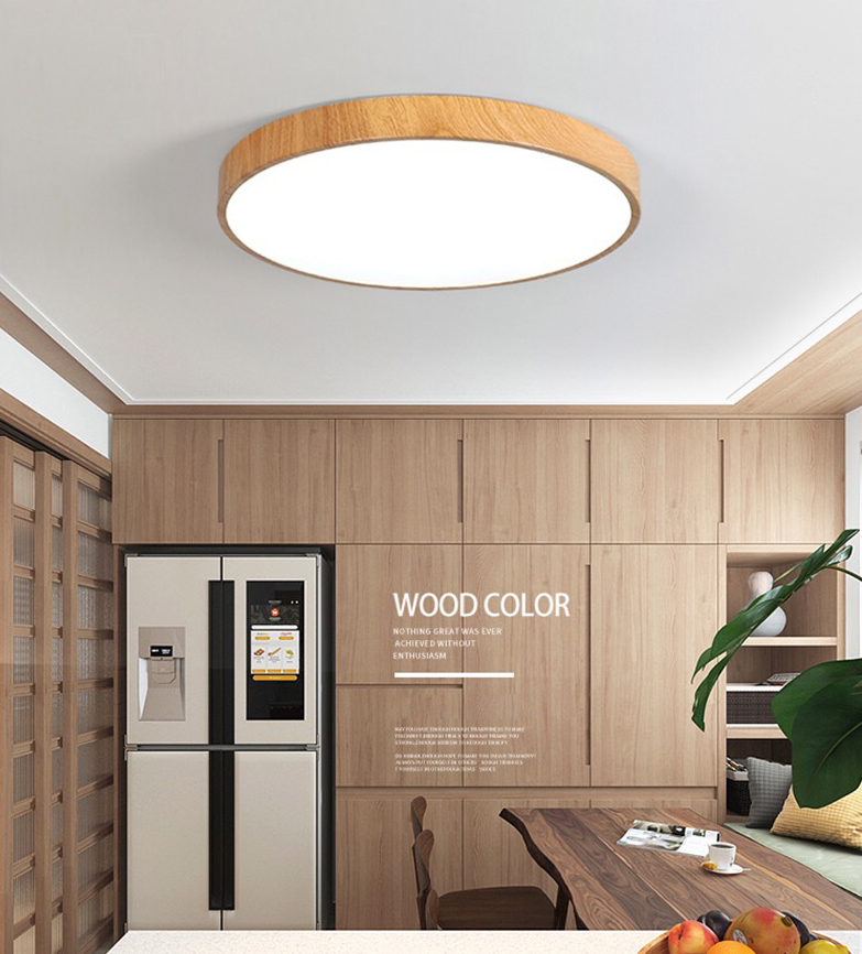 Lámpara empotrada de madera circular moderna con montaje empotrado