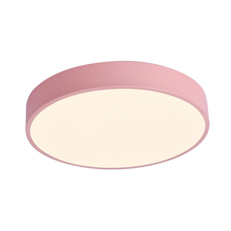 Nordic macaron LED plafonnier rond acrylique abat - jour chambre en fonte bordure