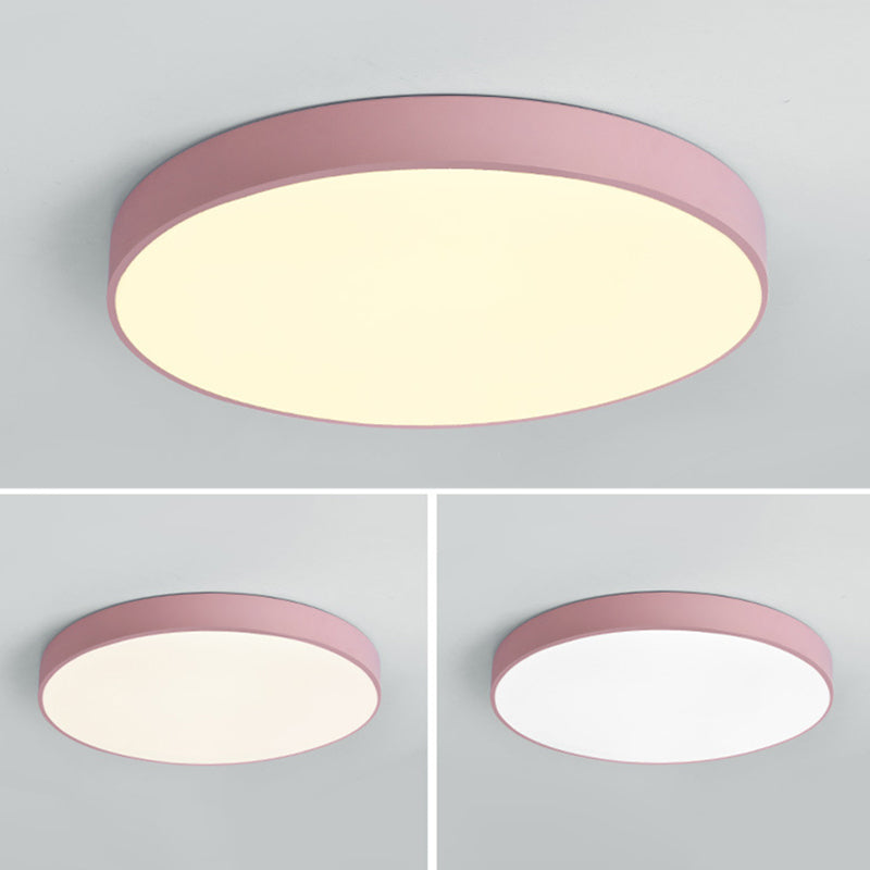 Nordic macaron LED plafonnier rond acrylique abat - jour chambre en fonte bordure