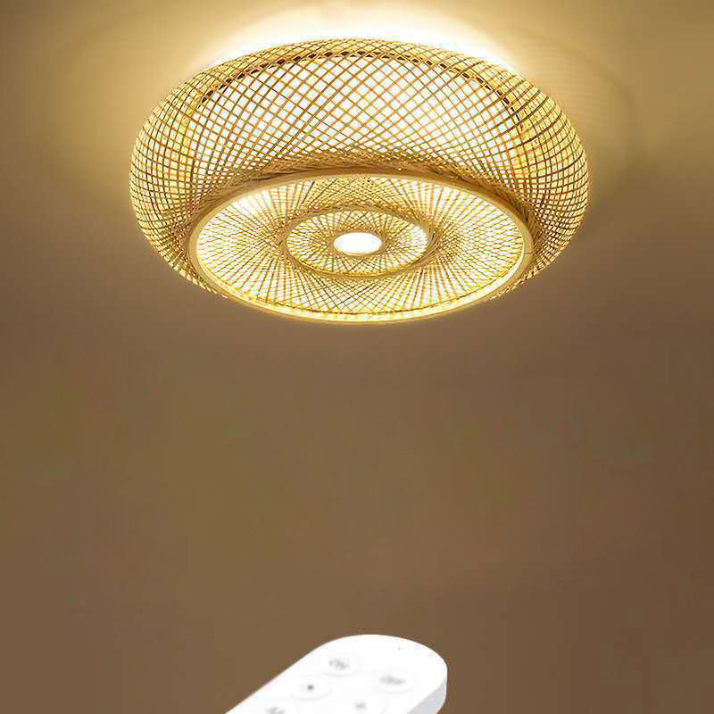 Japanese Style Ceiling Lamp Chandelier Bamboo Woven Lamp 1 Head Living Room Dining Room Ceiling Lighting