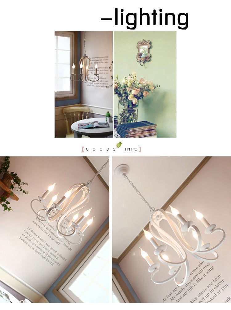 Traditional Metal Hanging Chandelier Light Swirled Arm 6 Light Candle Ceiling Chandelier for Living Room