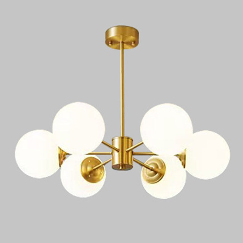 Post-Modern Metal Hanging Chandelier Light Glass Shade Ceiling Chandelier in Gold for Living Room