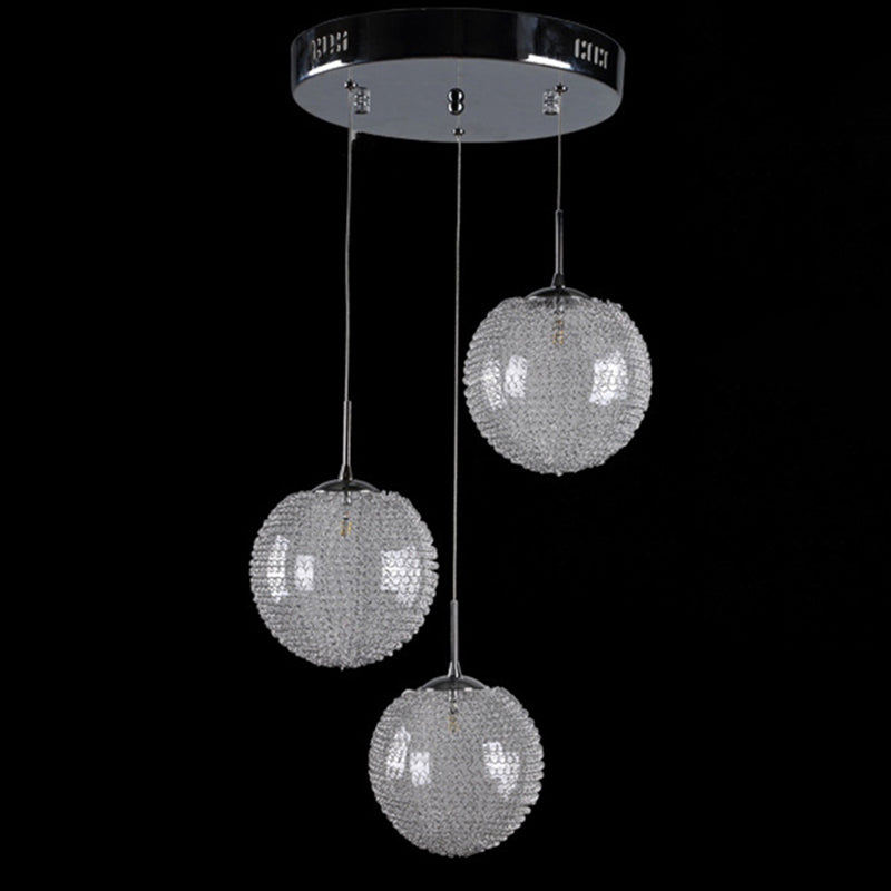 Chromball -Anhänger Leuchte moderne klare Glashängung Licht für Wendeltreppen
