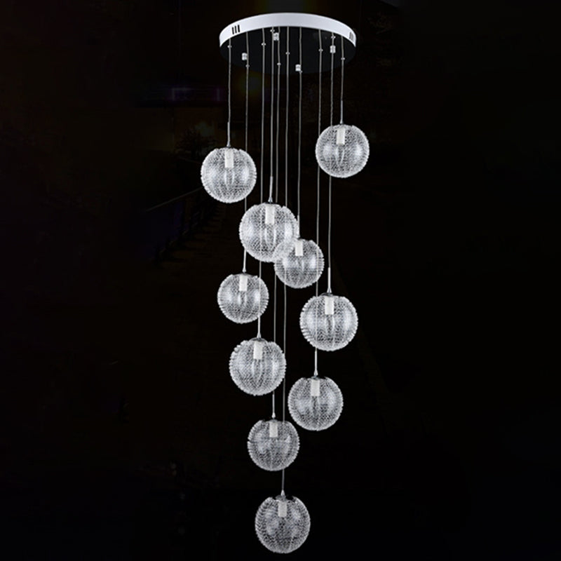 Chromball -Anhänger Leuchte moderne klare Glashängung Licht für Wendeltreppen