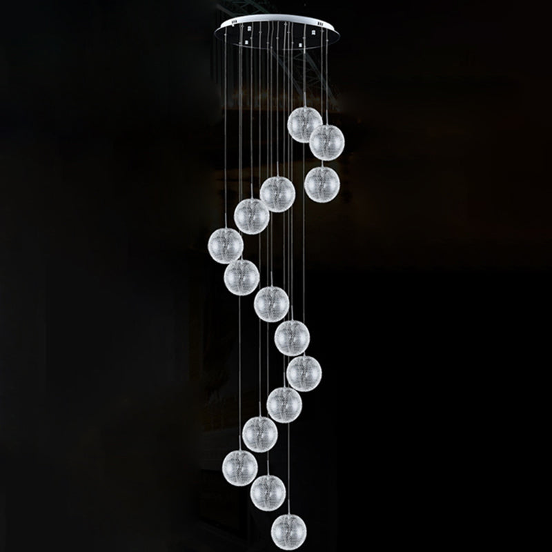 Chromball -Anhänger Leuchte moderne klare Glashängung Licht für Wendeltreppen