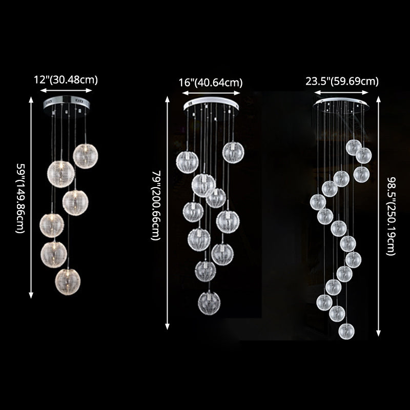 Chromball -Anhänger Leuchte moderne klare Glashängung Licht für Wendeltreppen