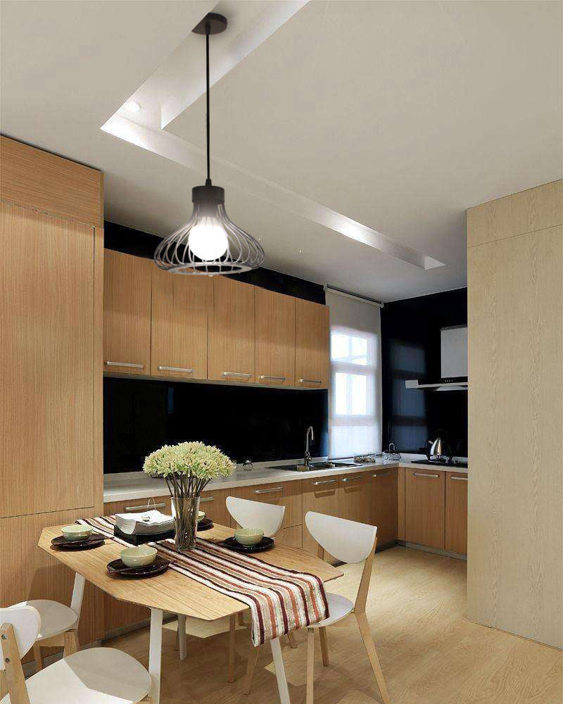 Retro smeedijzeren industriële stijl kroonluchter 1 licht zwarte hanglampje keukenverlichting