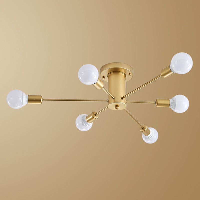 Lacquered Ceiling Light in Industrial Retro Style Sputnik Metal Semi Flush Mount for Bedroom