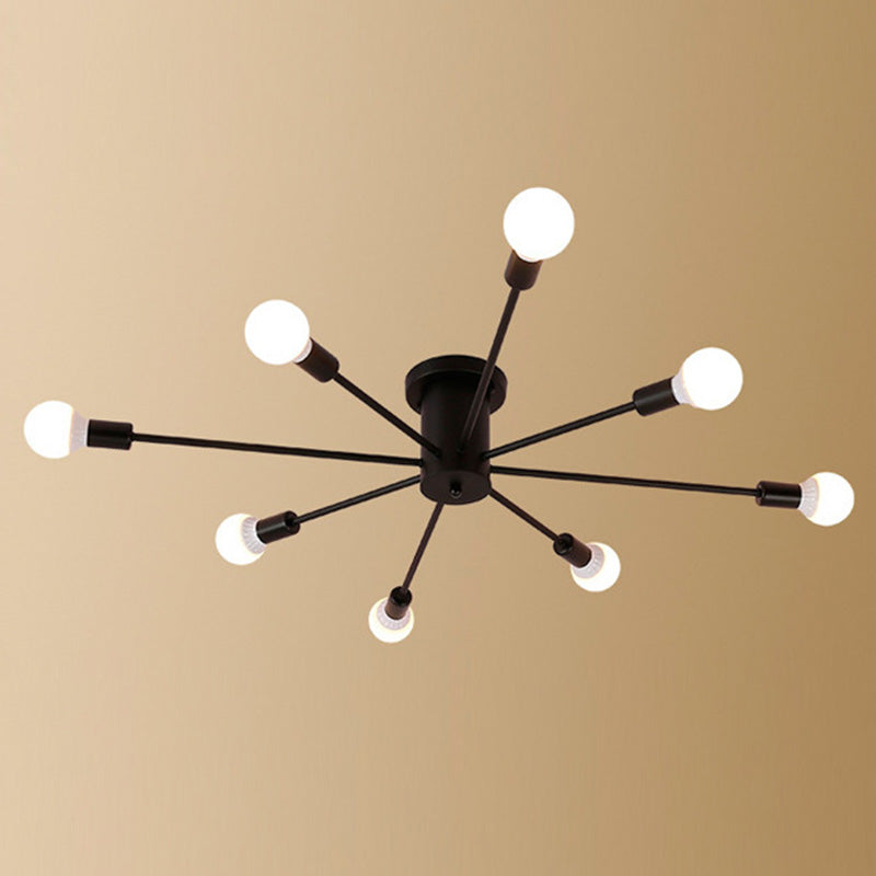 Lacquered Ceiling Light in Industrial Retro Style Sputnik Metal Semi Flush Mount for Bedroom