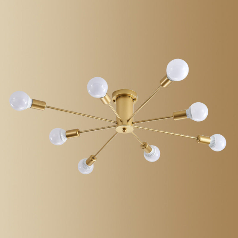 Lacquered Ceiling Light in Industrial Retro Style Sputnik Metal Semi Flush Mount for Bedroom
