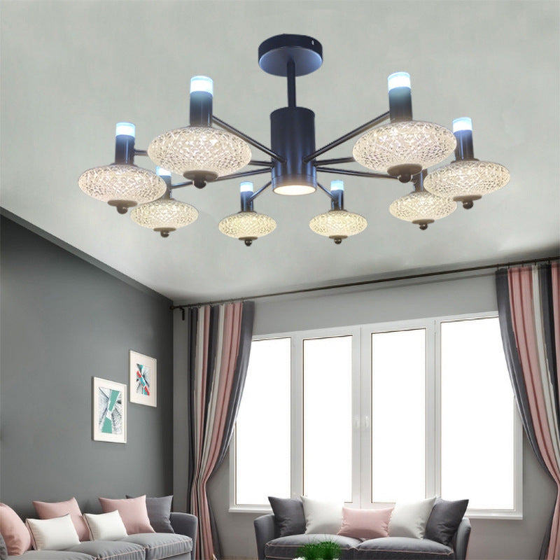 Metal Sputnik Candelier Minimalista Ligera Led con luz acrílica de cuentas