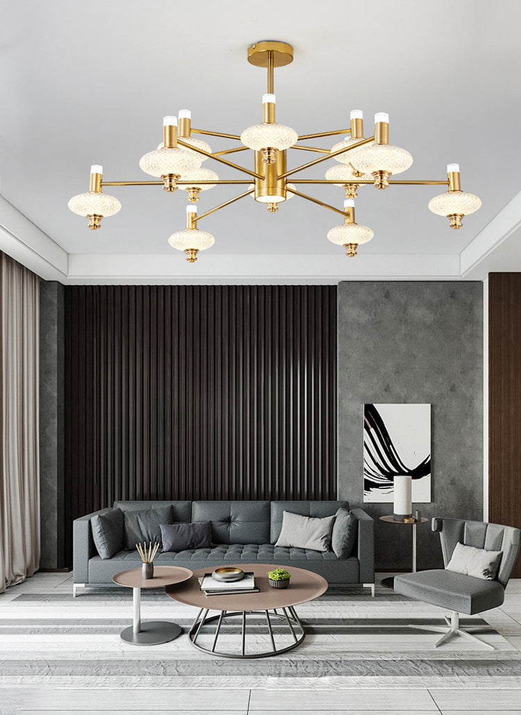 Metal Sputnik Candelier Minimalista Ligera Led con luz acrílica de cuentas