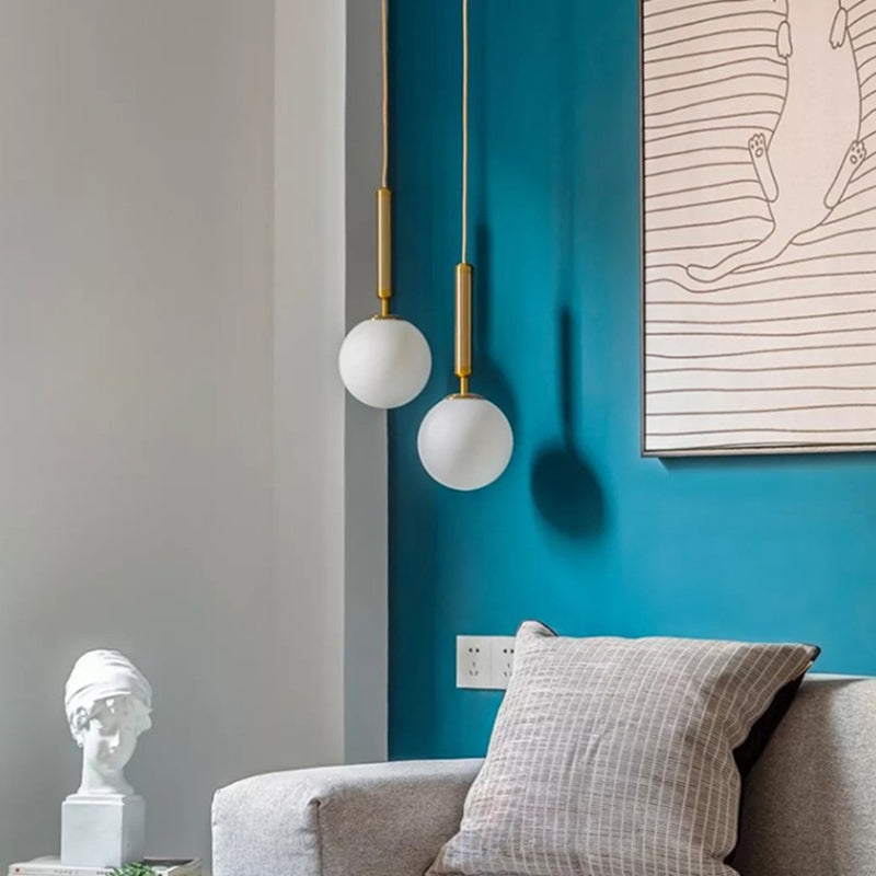 Mitte des Jahrhunderts Design Globe Hanging Lamp Glass Schatten 1 Licht Anhänger Licht für Schlafzimmer