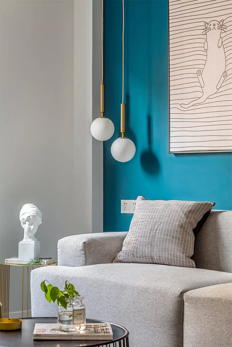 Mitte des Jahrhunderts Design Globe Hanging Lamp Glass Schatten 1 Licht Anhänger Licht für Schlafzimmer