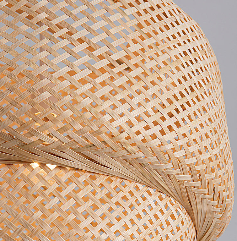 Lantern Bambus Rattan Form Anhänger Hängende Lampe Asien Stil 1 Licht hängende Deckenleuchte für Wohnzimmer