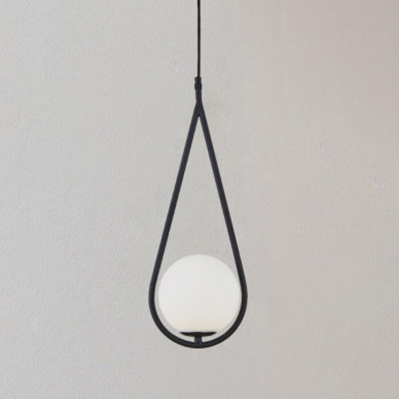 Lampada appesa sferica MODERNA MODERNA 1 Luce Sospensione Sospensione Luce a sospensione con anello di metallo a goccia