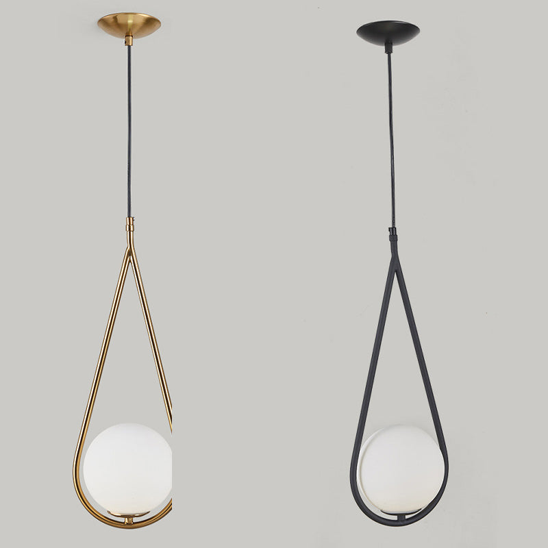 Lampada appesa sferica MODERNA MODERNA 1 Luce Sospensione Sospensione Luce a sospensione con anello di metallo a goccia