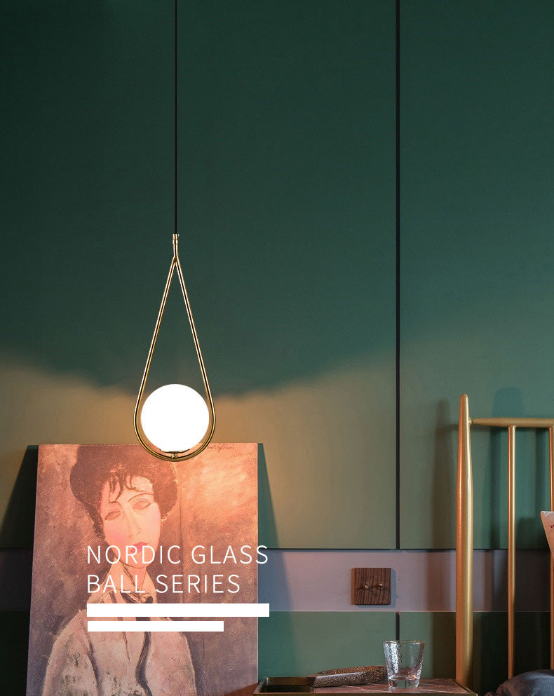 Lampada appesa sferica MODERNA MODERNA 1 Luce Sospensione Sospensione Luce a sospensione con anello di metallo a goccia