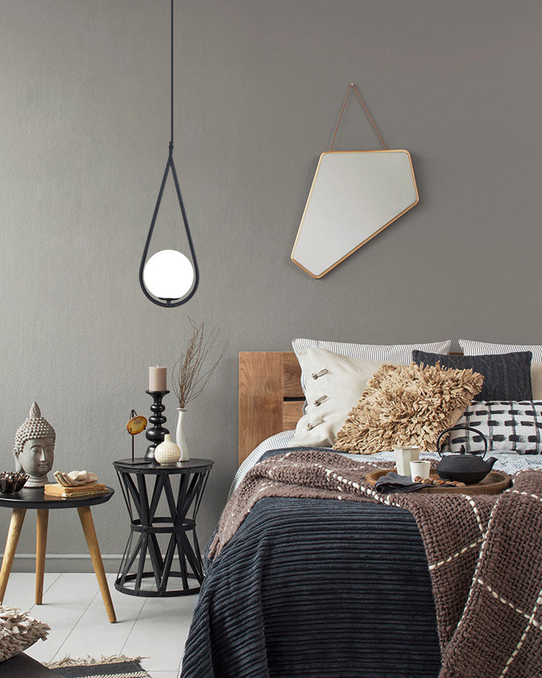 Lampada appesa sferica MODERNA MODERNA 1 Luce Sospensione Sospensione Luce a sospensione con anello di metallo a goccia