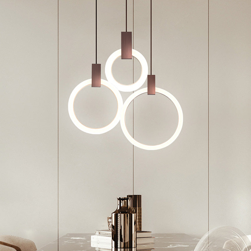 Halo Ring Pendant Light Fixture Simple Acrylic Dining Room LED Suspended Lighting