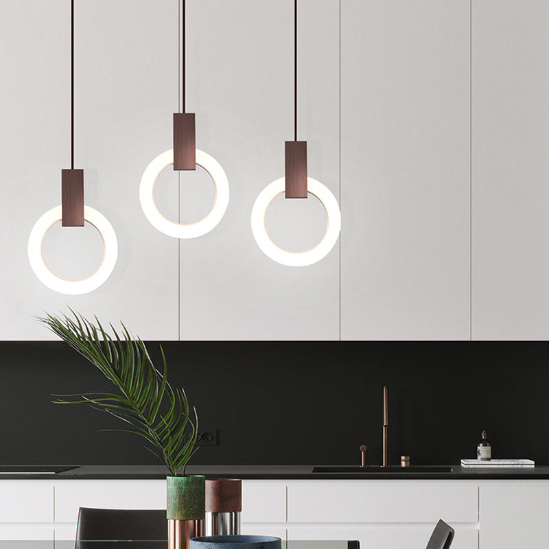 Halo Ring Pendant Light Fixture Simple Acrylic Dining Room LED Suspended Lighting