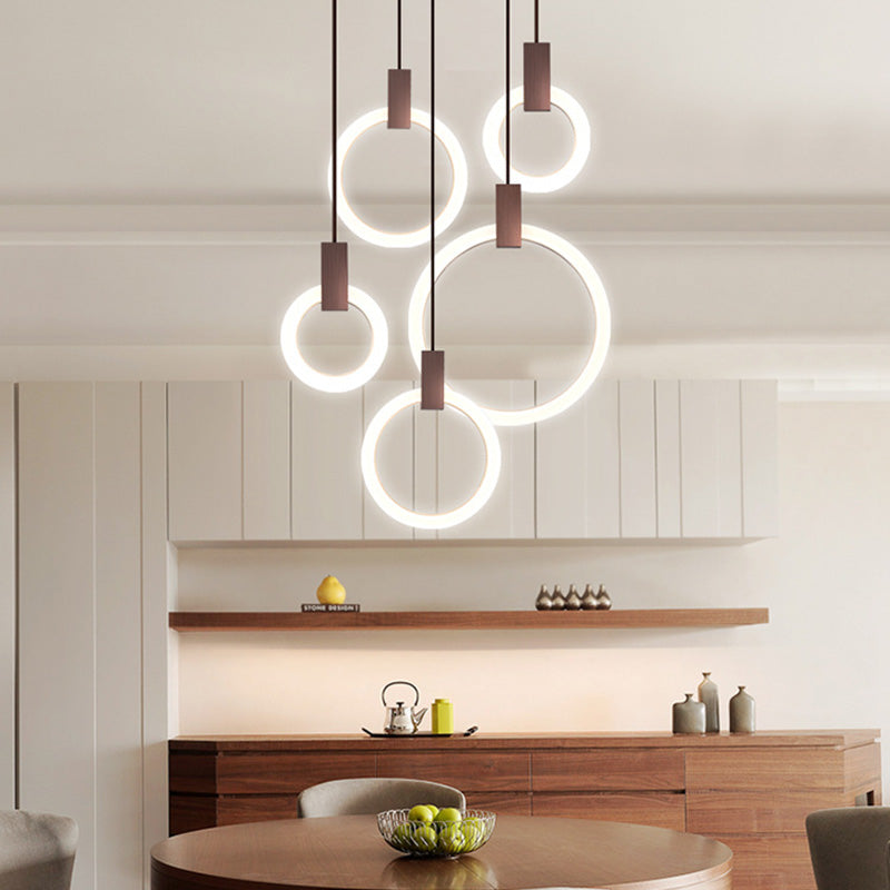 Halo Ring Pendant Light Fixture Simple Acrylic Dining Room LED Suspended Lighting