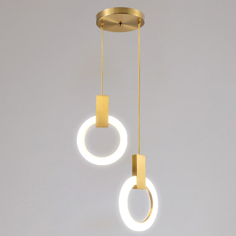 Halo Ring Pendant Light Fixture Simple Acrylic Dining Room LED Suspended Lighting