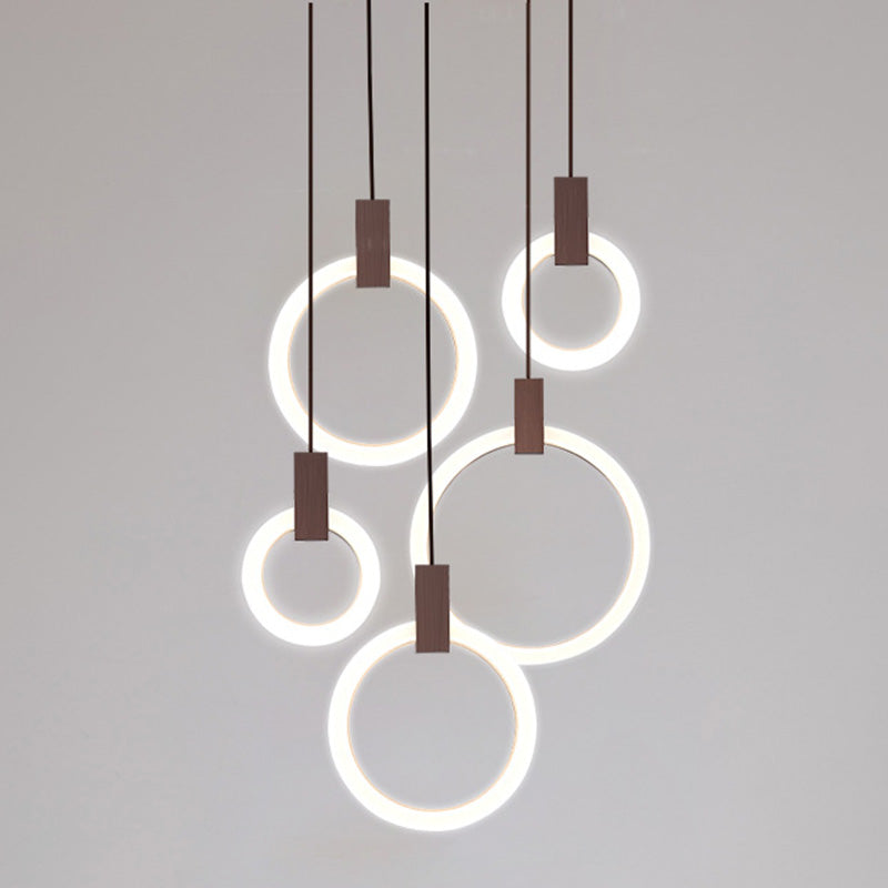 Halo Ring Pendant Light Fixture Simple Acrylic Dining Room LED Suspended Lighting