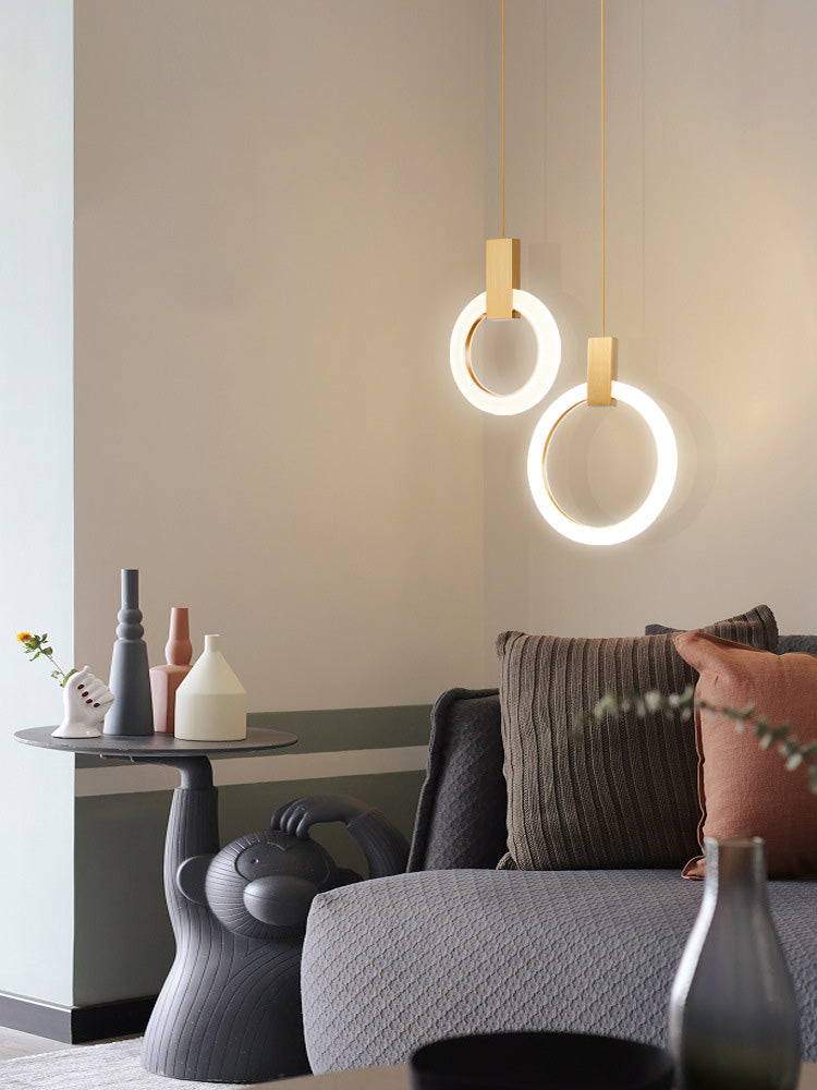 Halo Ring Pendant Light Fixture Simple Acrylic Dining Room LED Suspended Lighting
