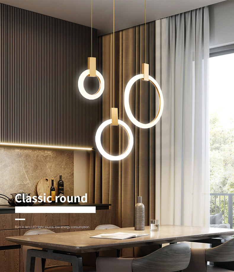 Halo Ring Pendant Light Fixture Simple Acrylic Dining Room LED Suspended Lighting
