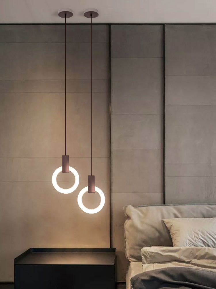 Halo Ring Pendant Light Fixture Simple Acrylic Dining Room LED Suspended Lighting